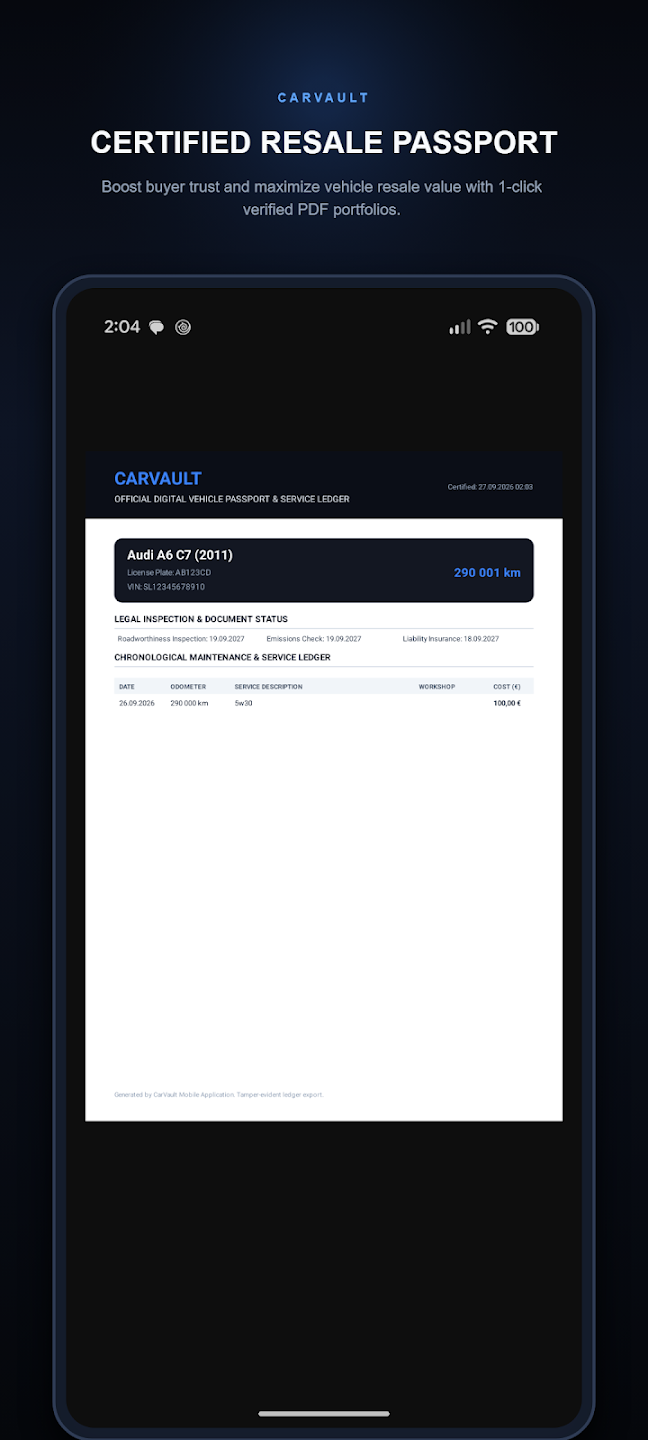 CarVault — Digital Vehicle Logbook — Ukážka 3