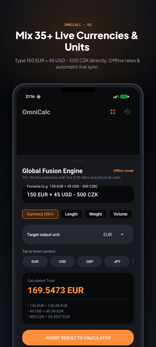 OmniCalc — Everyday & Financial Calculator — Ukážka 2