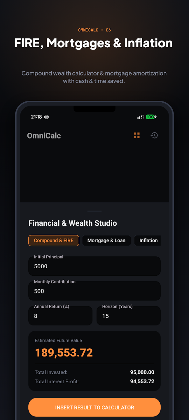 OmniCalc — Everyday & Financial Calculator — Ukážka 6